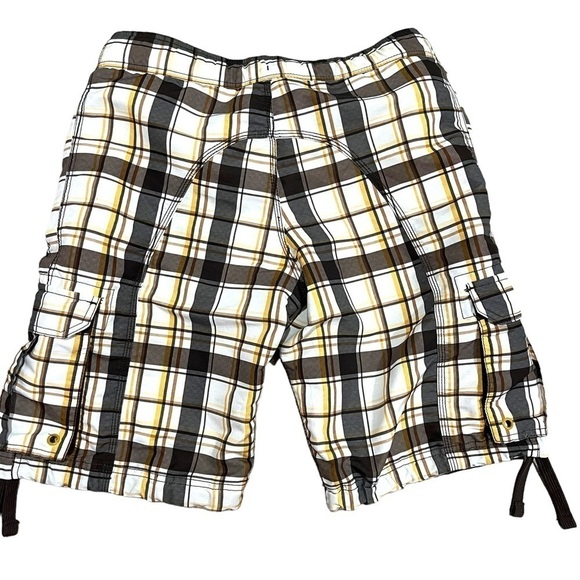 H&m Men’s Shorts Lined Plaid Cargo Shorts, Also Use As Swim Trunks, Size Medium - Picture 2 of 4